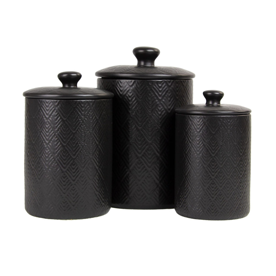 10 Strawberry Street embossed Marquis small canister with lid for fresh dry goods.