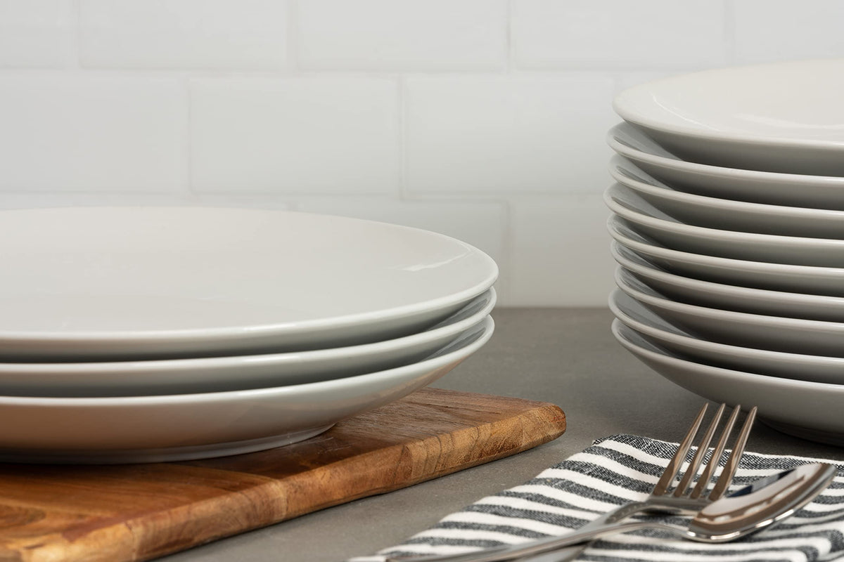 10 Strawberry Street dishware set plate highlights a simple coupe silhouette for versatile table setups.