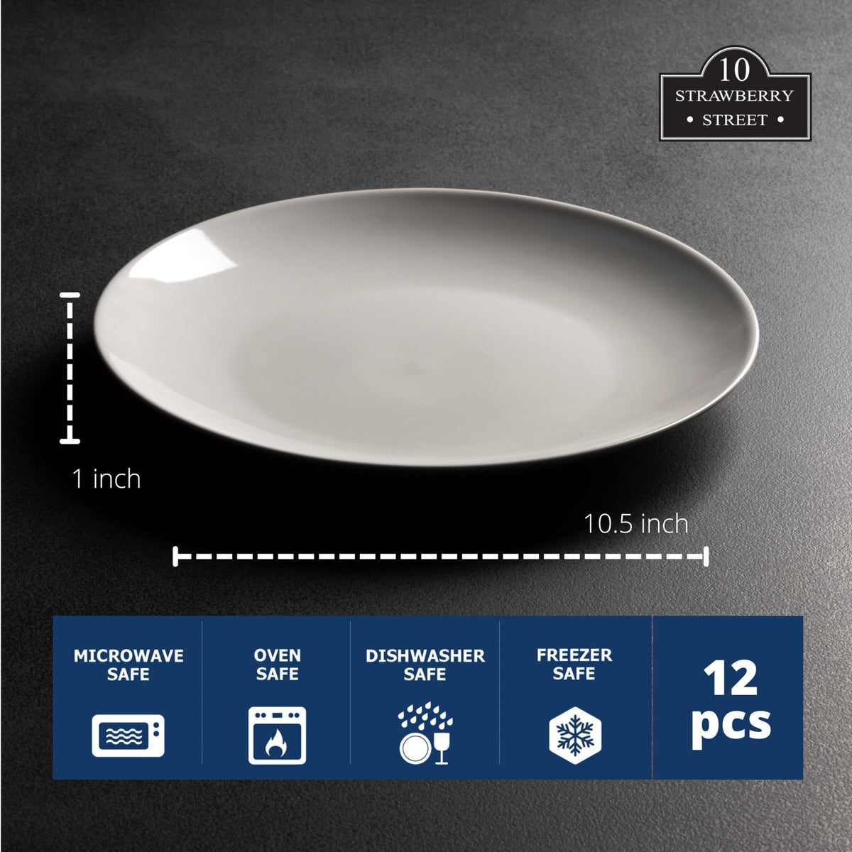 10 Strawberry Street microwave-safe plate ideal for quick reheats and family meals.
