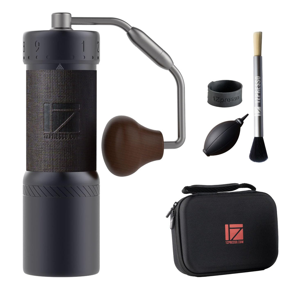 1Zpresso J-Ultra in iron gray, compact manual grinder for precise espresso grinding.