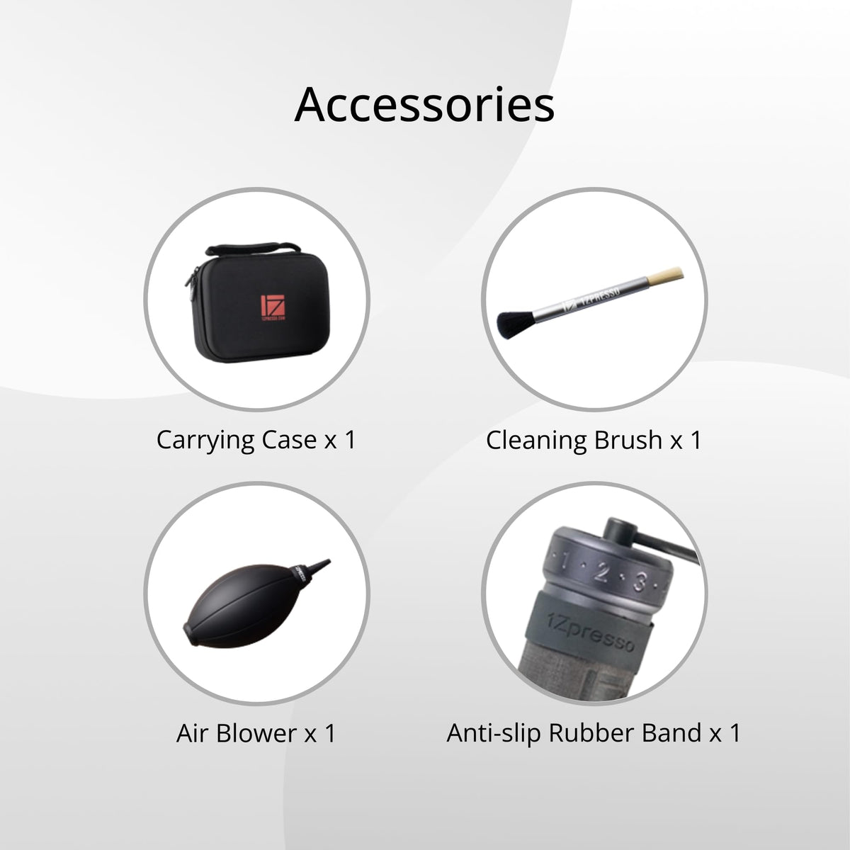 1Zpresso K-Ultra cleaning brush and air blower included for maintenance