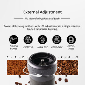 1Zpresso K-Ultra external grind adjustment dial ready for precise tuning