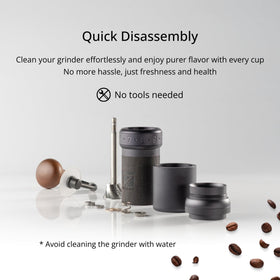 1Zpresso K-Ultra travel case securing grinder for on-the-go brewing.