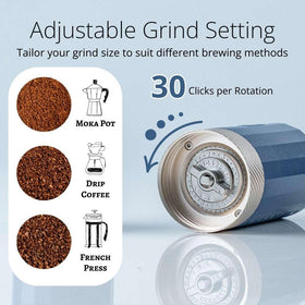 1Zpresso Q Air manual grinder, top view, space-saving travel essential.