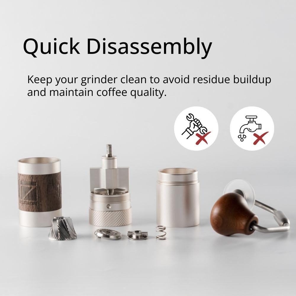 1Zpresso Q grinder fits inside an AeroPress plunger for travel.