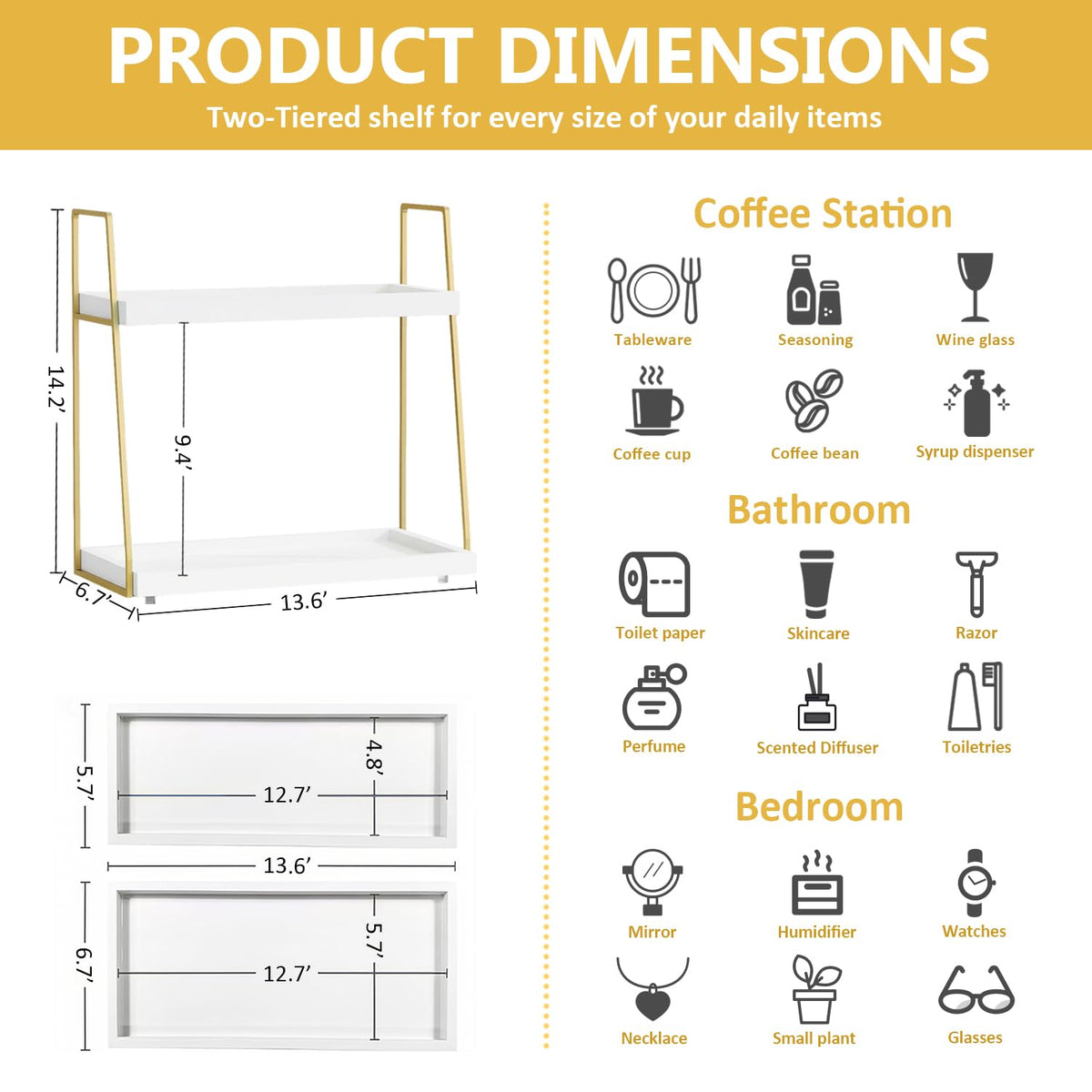 2087 Coffee Bar Organizer in solid paulownia wood with waterproof coating remains stable