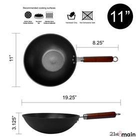 21st & Main flat-bottom 11-inch wok offers stable heat contact