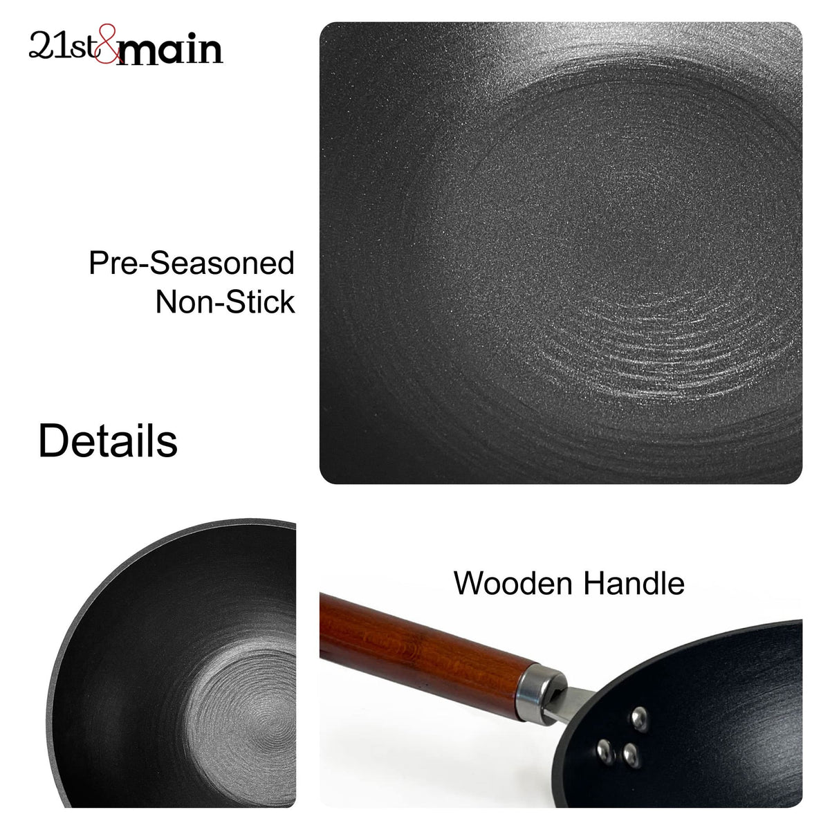 21st & Main pre-seasoned wok delivers easy release while cooking