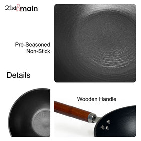 21st & Main pre-seasoned wok delivers easy release while cooking