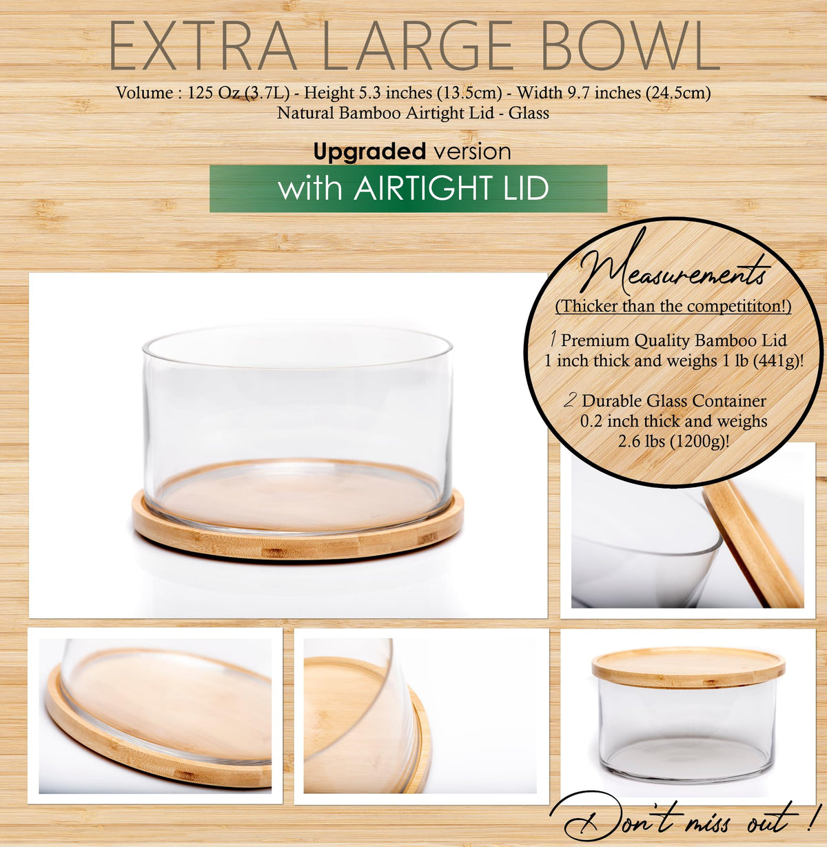 25DOL Airtight lid keeps contents fresh between courses during family dinners.