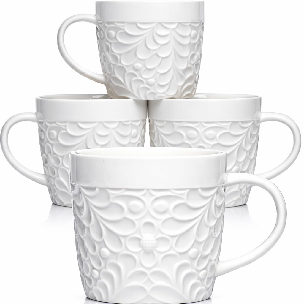 25DOL embossed nature design mug with wrap-around texture enhances grip