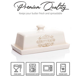 Engraved Butter lid sides clarify contents with farmhouse charm