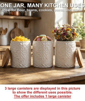 25DOL XXL ceramic canister keeps coffee grounds fresh and accessible.