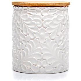 25DOL XXL ceramic canister with engraved design for stylish kitchen storage.