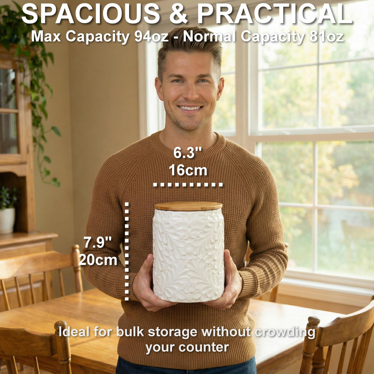 25DOL XXL ceramic canister ideal for storing pasta and avoiding clutter.