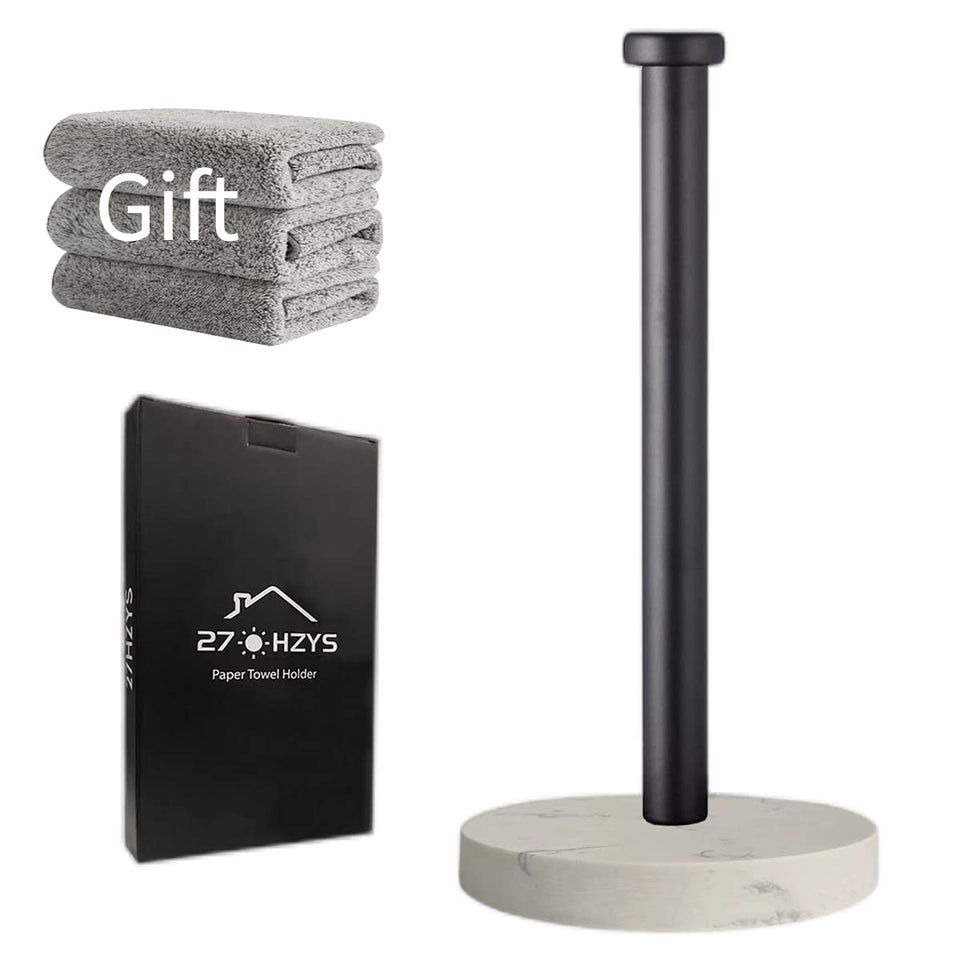 27HZYS paper towel holder with black marble base on counter