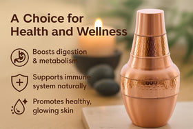 2activelife close-up of copper carafe showing natural patina and handcrafted detail.