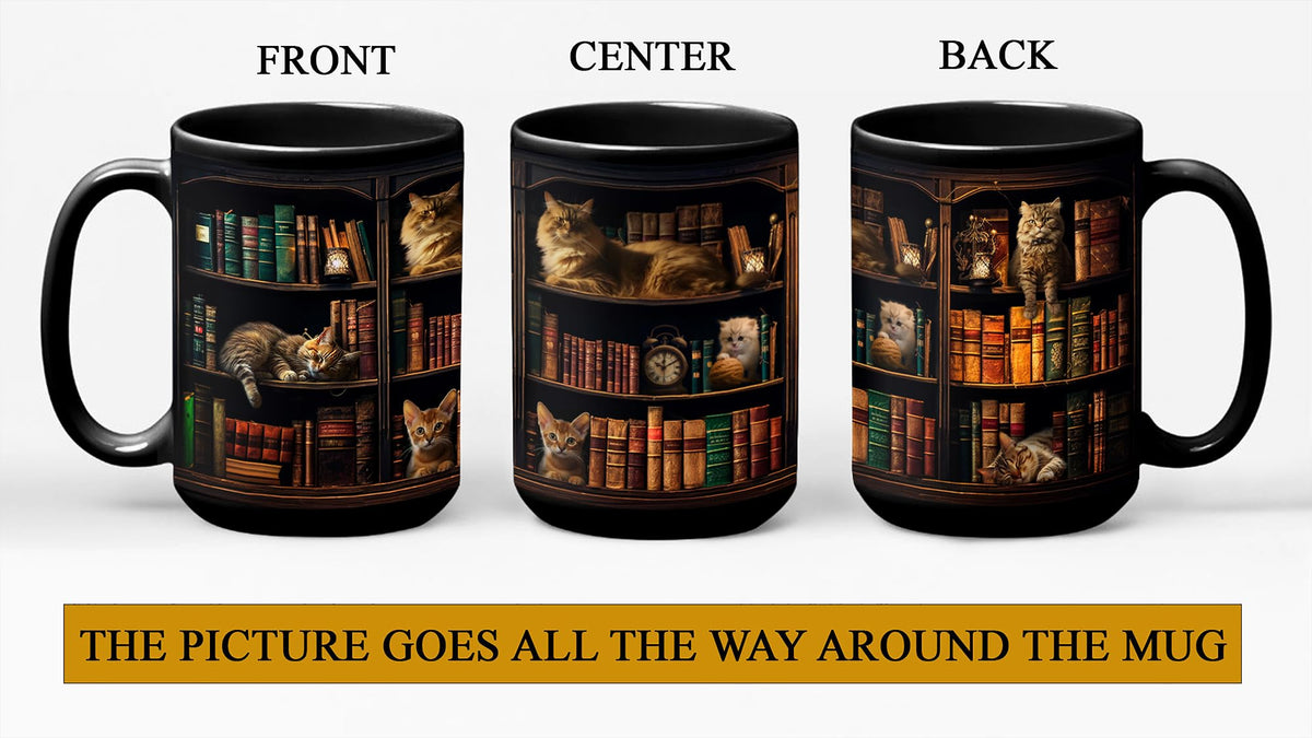 2IMT Book Lovers Mug Cat Pattern is a whimsical gift for readers.