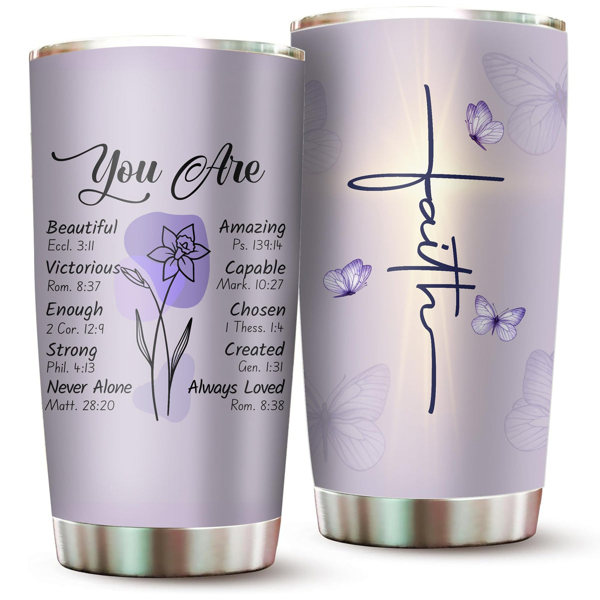 2IMT Christian tumbler 20oz with bible design for daily faith rituals
