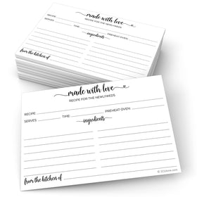 321Done Newlyweds recipe cards front view, premium US-made stock for durable wedding keepsakes.
