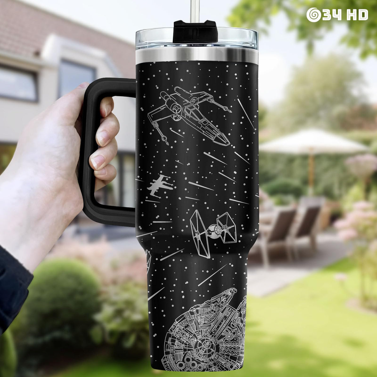 34HD Space Galaxy Tumbler 40-ounce capacity for long days on the go