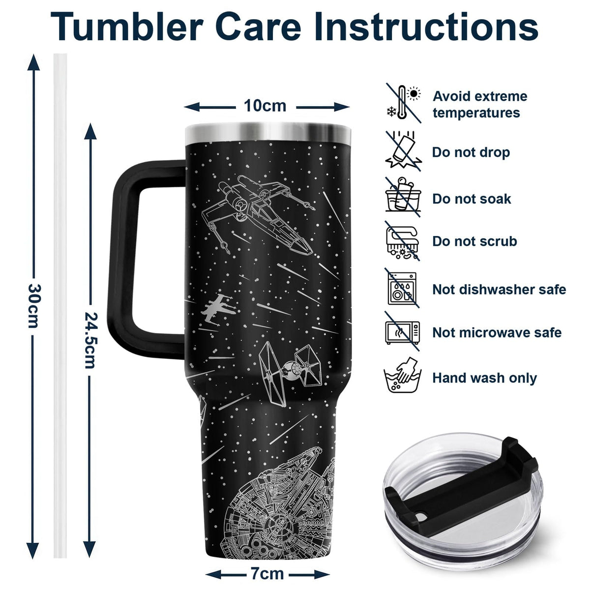 34HD Space Galaxy Tumbler BPA-free construction and easy care
