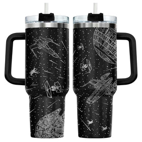 34HD Space Galaxy Tumbler front view with starfield artwork and 40oz capacity