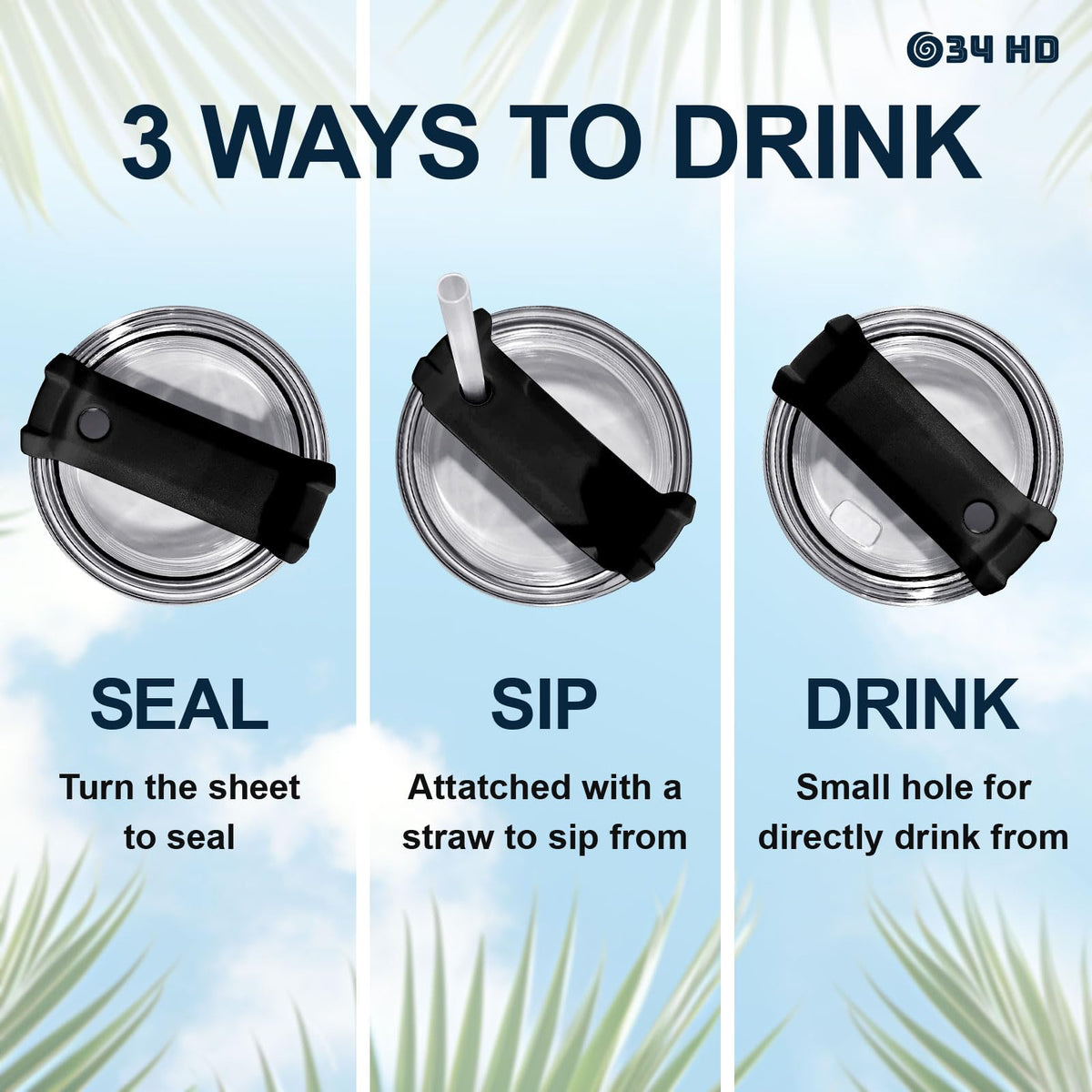 34HD Space Galaxy Tumbler in use keeps beverages hot or cold
