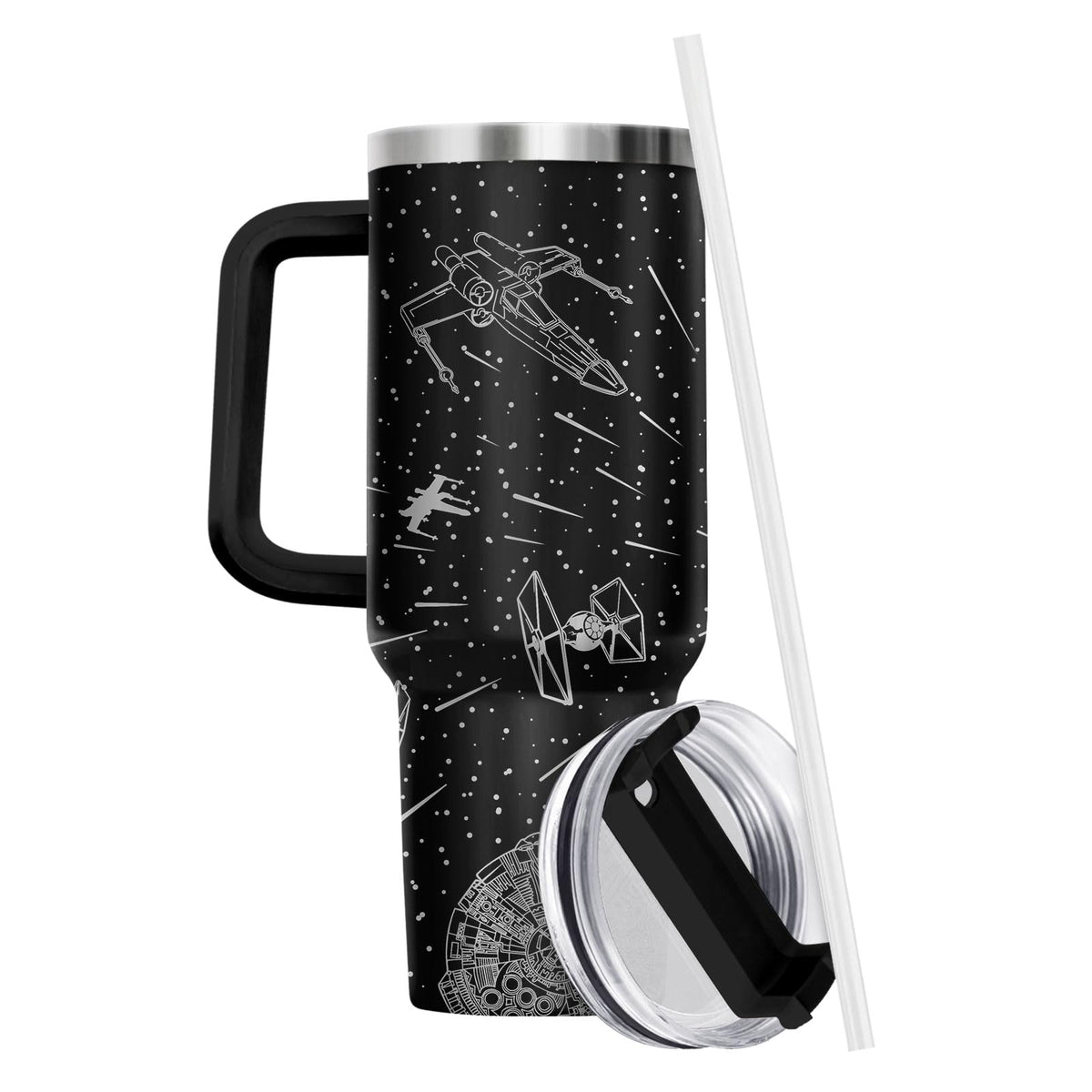 34HD Space Galaxy Tumbler lid and straw for convenient on-the-go sipping