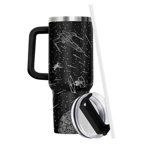 34HD Space Galaxy Tumbler lid and straw for convenient on-the-go sipping
