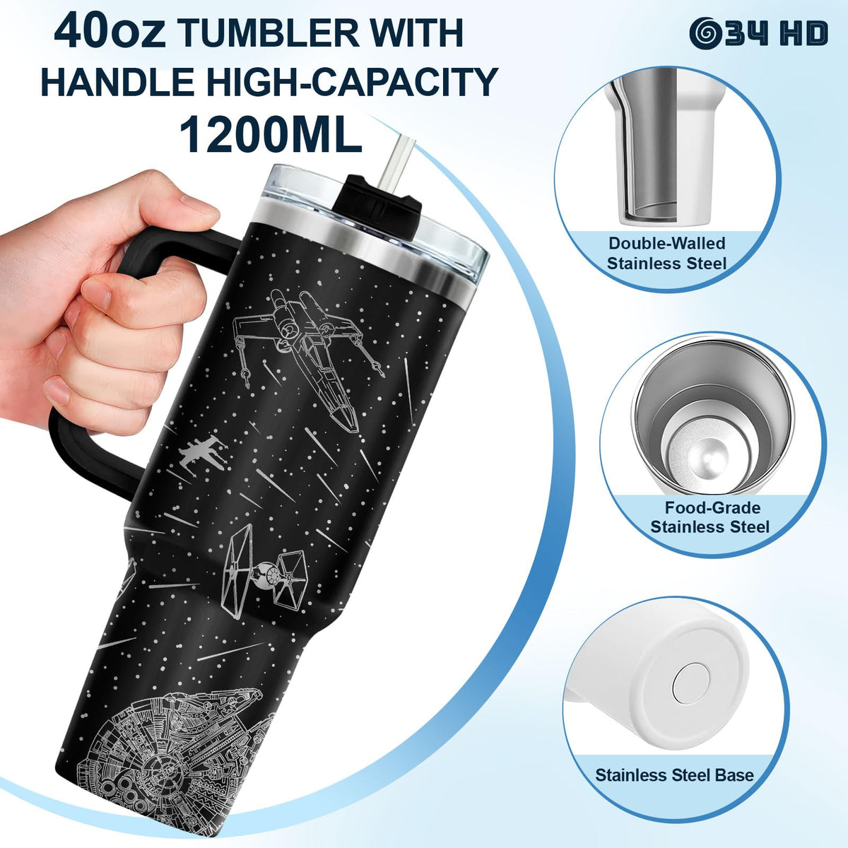 34HD Space Galaxy Tumbler gift-ready packaging for sci-fi fans