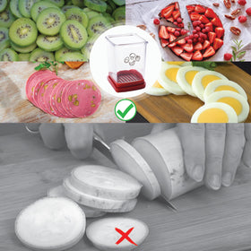 365Home fruit cutter cup slicer produces neat banana rounds for breakfast bowls.