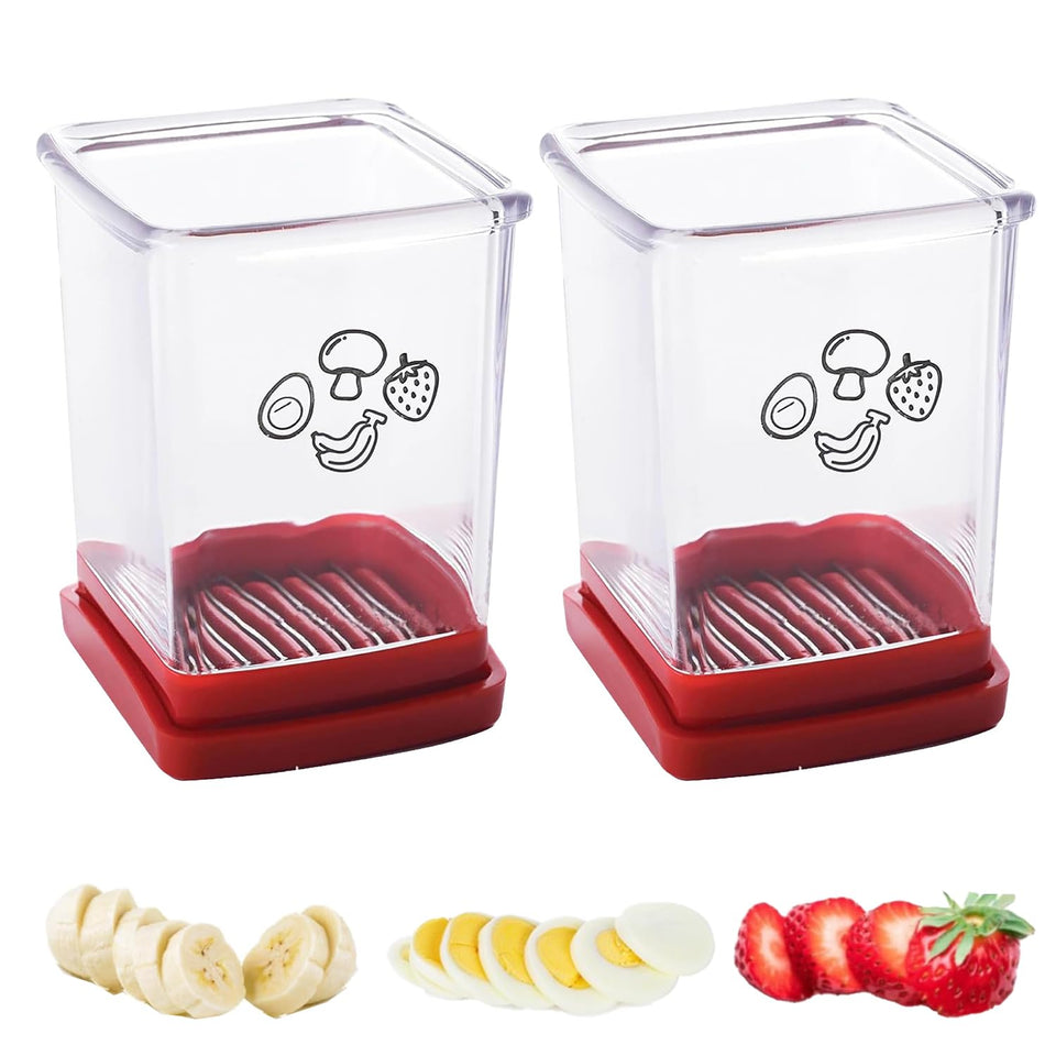 365Home fruit cutter cup slicer slices strawberries evenly for quick snack prep.