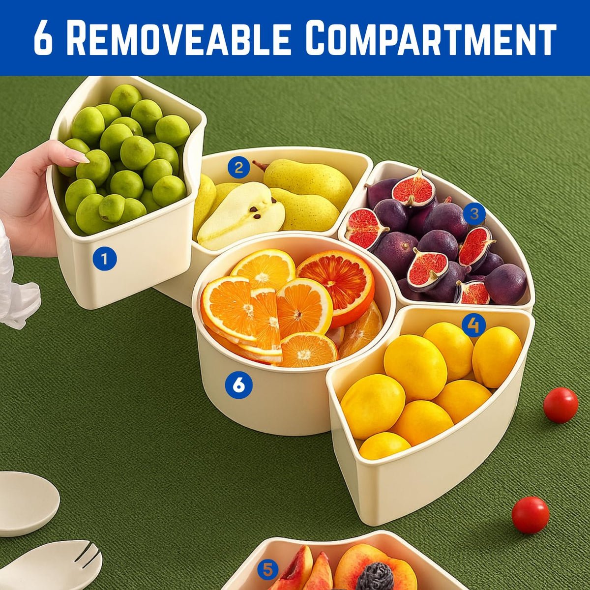 3 Ducks portable snack tray with lid for travel