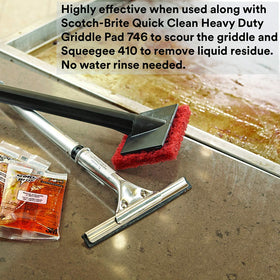 Open construction of Scotch-Brite griddle pad for easy rinsing after use