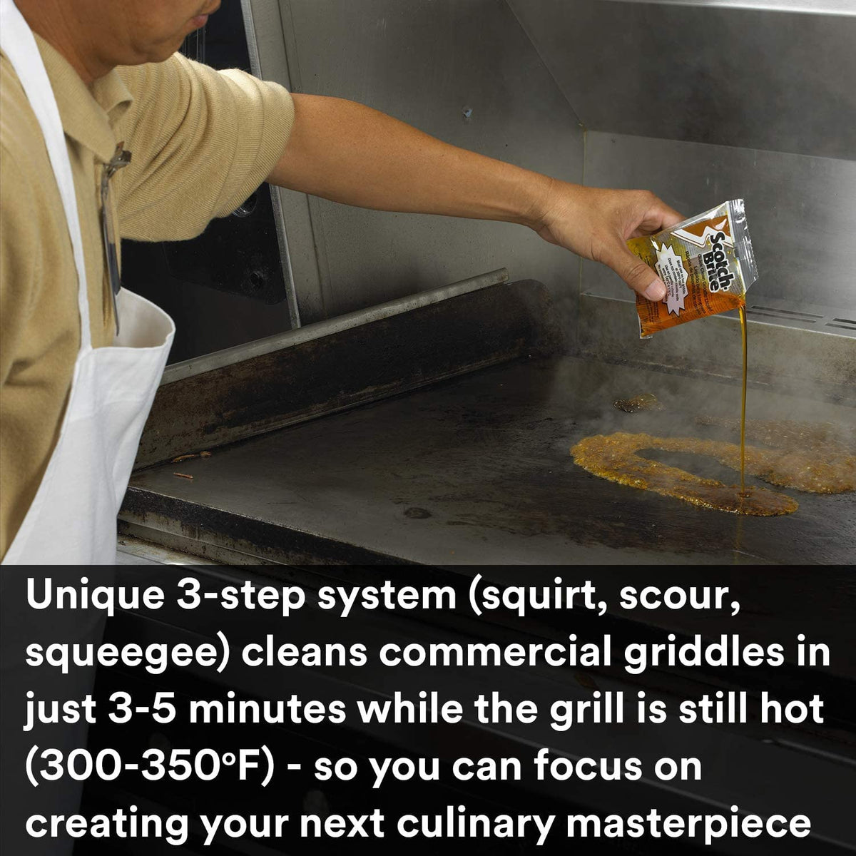 Pack of six heavy-duty griddle pads from 3M Scotch-Brite