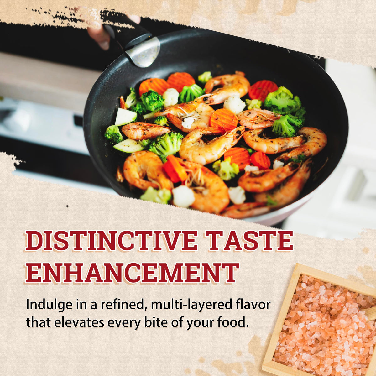 52USA Himalayan salt used in cooking to add mineral depth and aroma.