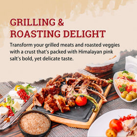 52USA Himalayan salt on roasted meats enhancing crust and flavor.