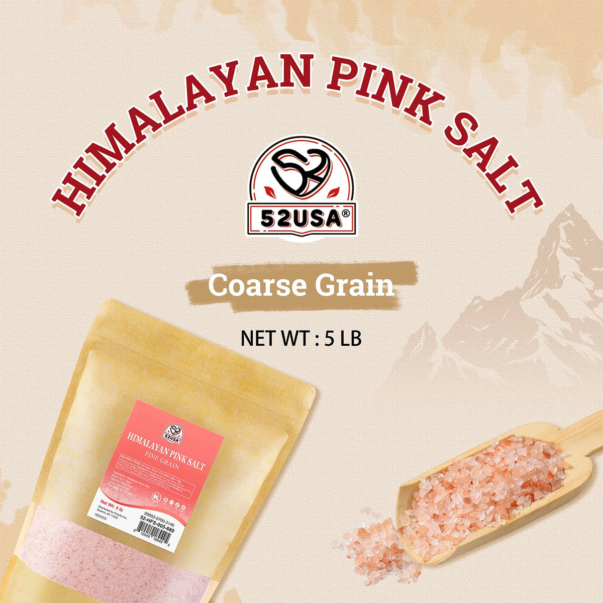52USA Himalayan salt unrefined and additive-free preserving mineral profile.