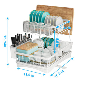 7 code dish drainer with drainboard directing water into sink