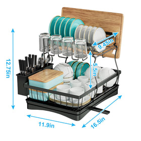 7 code dish drainer with utensil holder and cup rack for easy storage
