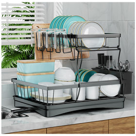 7 code large dish drying rack on the kitchen counter for organized air-drying