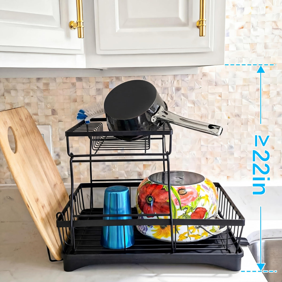 7 code multifunctional rack includes cup rack and cutlery area for versatility