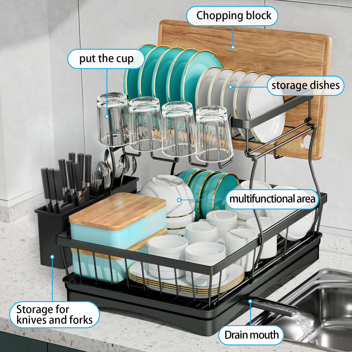 7 code rustproof metal construction provides sturdy support for daily dishes