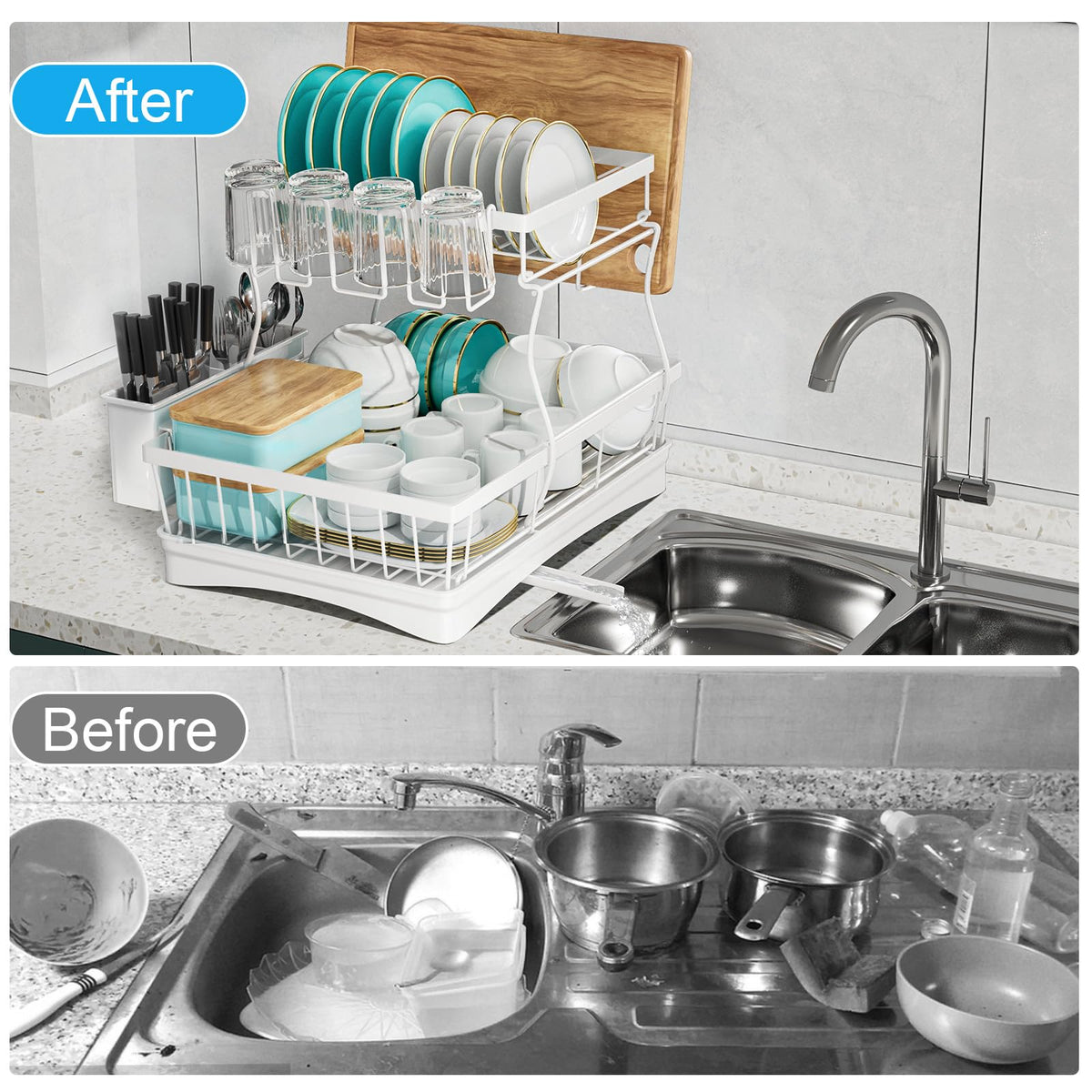 7 code rustproof metal dish rack with sturdy load-bearing