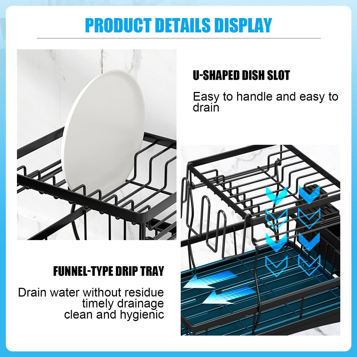 7 code swivel drain spout directs water into the sink reducing countertop mess