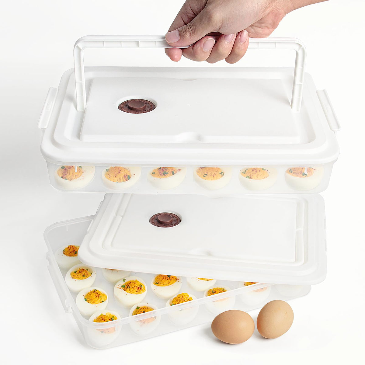77L deviled egg containers set 2 with lid for secure transport