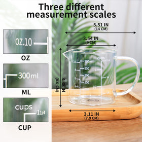 77L 300 ml scale cup helps quick measurements in cups and milliliters
