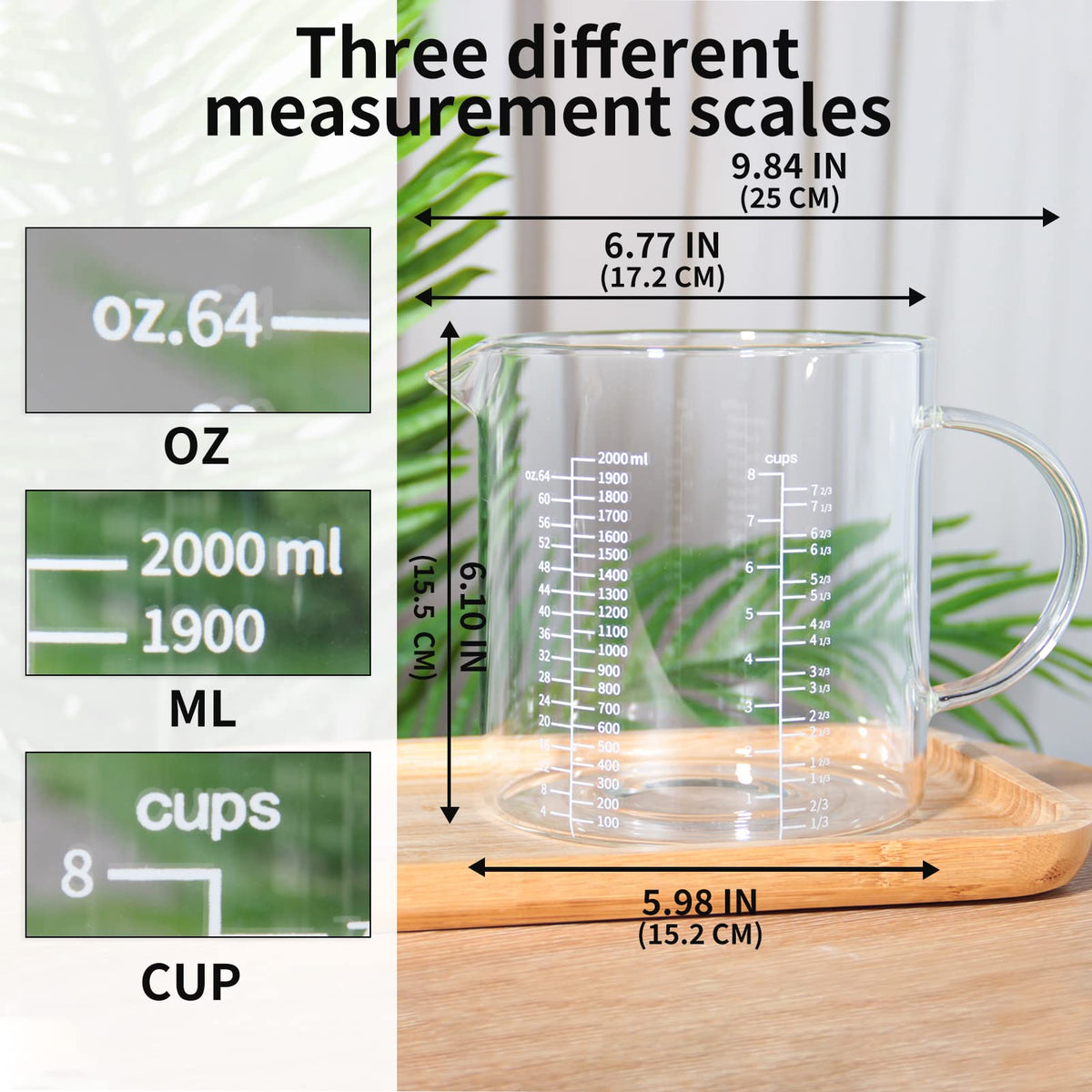 77L measuring cup features acid and alkali resistant scales in multiple units