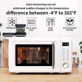 77L glass measuring cup is heat resistant for safe stove and microwave use